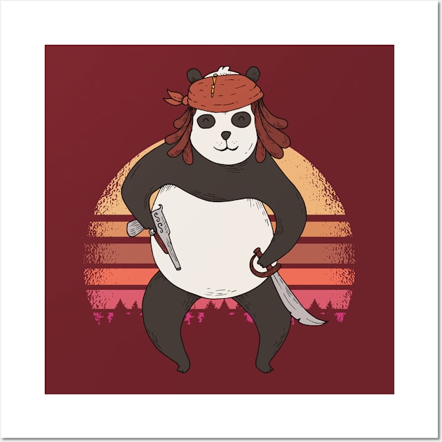 Panda In Pirate Outfit Wall Art by TomCage